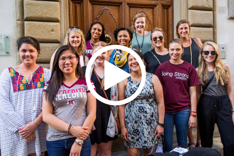 Click on image of study abroad students in to watch Welcome to Sansepolcro video in modal