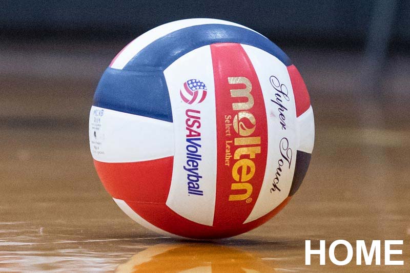 Volleyball with text HOME.